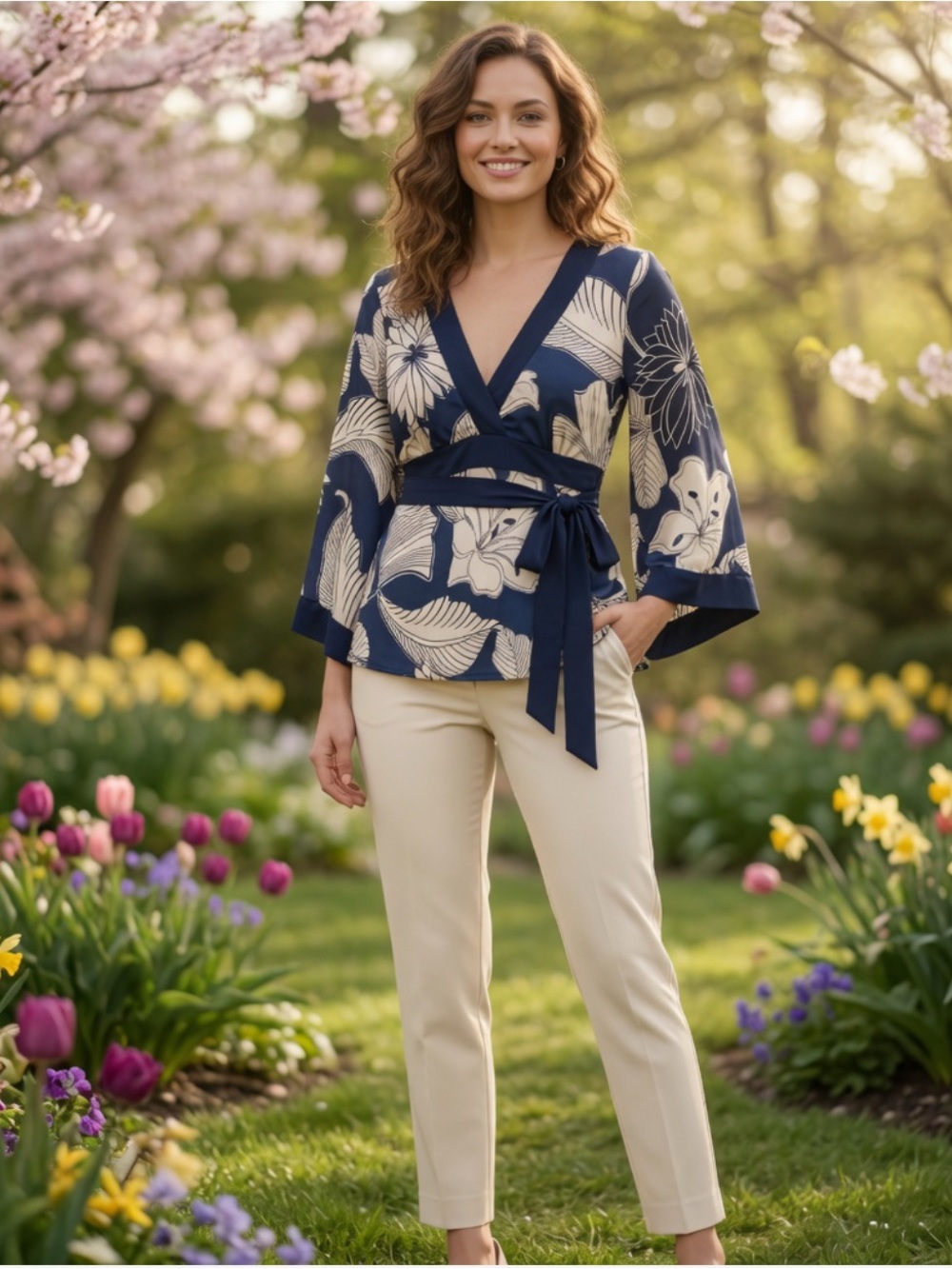 Kimono Sleeve Floral Blouse